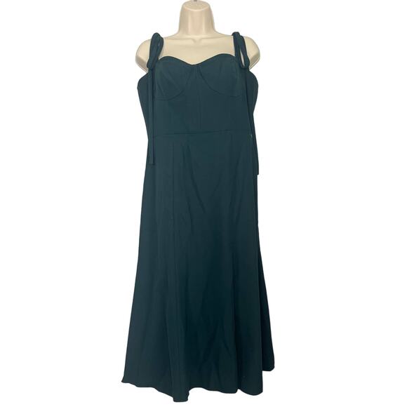 NWT Dessy Collection Vivian Diamond Bustier Crepe Midi Dress Evergreen Size 12 - Picture 3 of 12